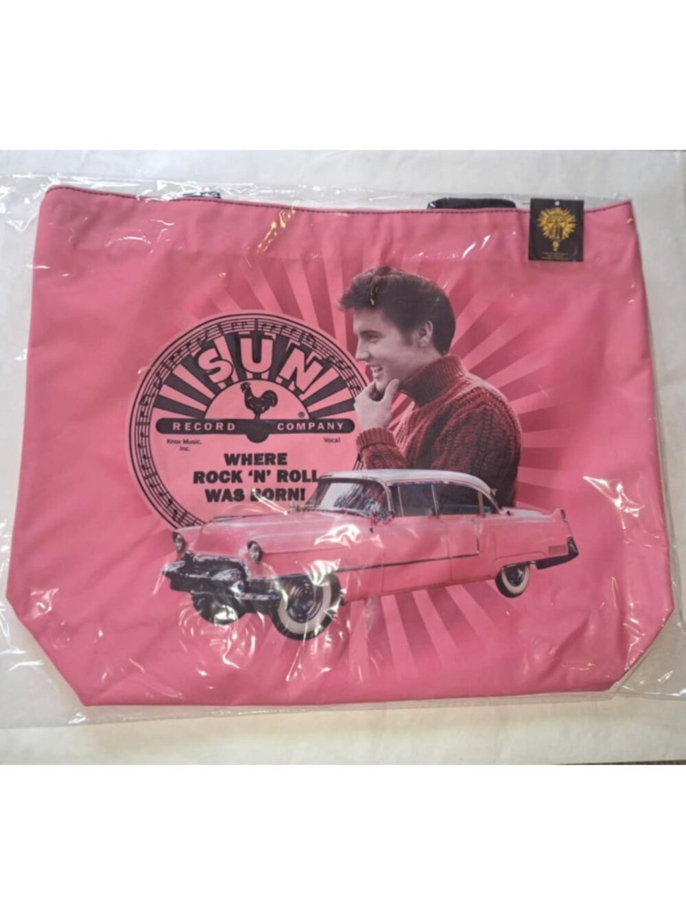Elvis Presley Sun Records Tote Bag Shoulder Shopping Gift King New Pink Cadillac - Picture 4 of 5